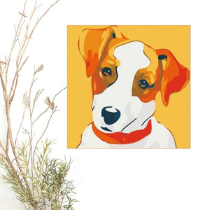 Paint By Numbers DOG Animal 2, DIY Paint Kit for kids & adults, for beginner, Jack Russell, Home Decor Art Craft Supplies