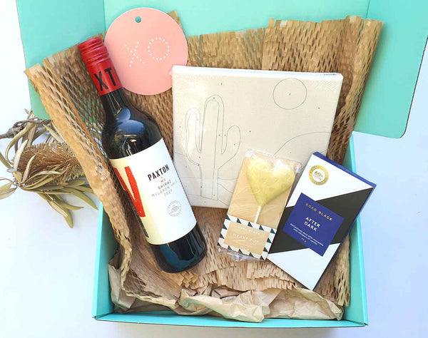 PAINT AND SIP Premium Paint Kit Gift Box Care Package Hamper (Paint By Numbers & Chocolate & Organic Wine)