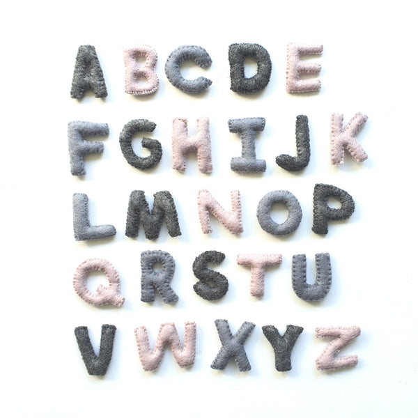 Alphabet Toy. ABC Toy. Educational. A to Z. Felt letters. Spellings {GREY}