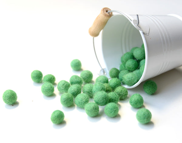 Green Felt Balls 1cm x50 Pom Poms. DIY Craft Supplies. Wool Kids Decor, Scrapbook, Beads