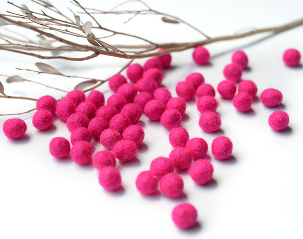 Pink Felt Balls 1cm x50 Pom Poms. DIY Craft Supplies. Wool Kids Decor, Scrapbook, Beads