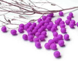 Magenta Purple Felt Balls 1cm x50 Pom Poms. DIY Craft Supplies. Wool Kids Decor, Scrapbook, Beads