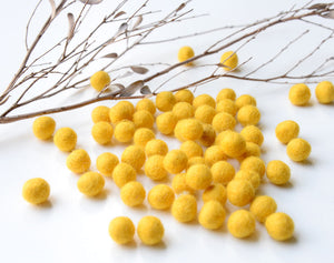 Mustard Yellow Felt Balls 1cm x50 Pom Poms. DIY Craft Supplies. Wool Kids Decor, Scrapbook, Beads