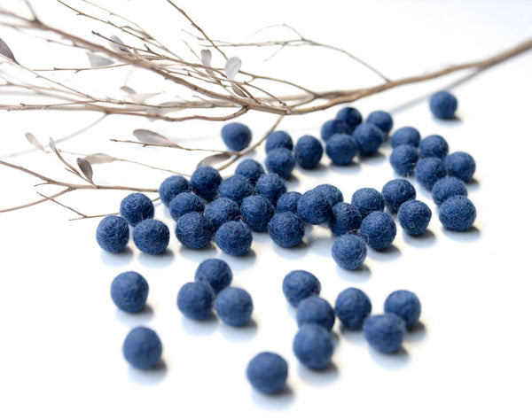 Navy Blue Felt Balls 1cm x50 Pom Poms. DIY Craft Supplies. Wool Kids Decor, Scrapbook, Beads