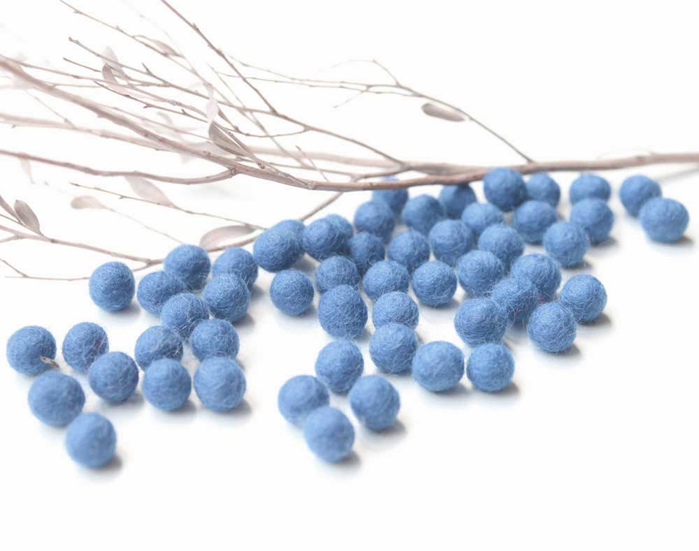 Pale Blue Felt Balls 1cm x50 Pom Poms. DIY Craft Supplies. Wool Kids Decor, Scrapbook, Beads