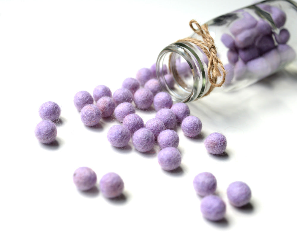 Purple Felt Balls 1cm x50 Pom Poms. DIY Craft Supplies. Wool Kids Decor, Scrapbook, Beads